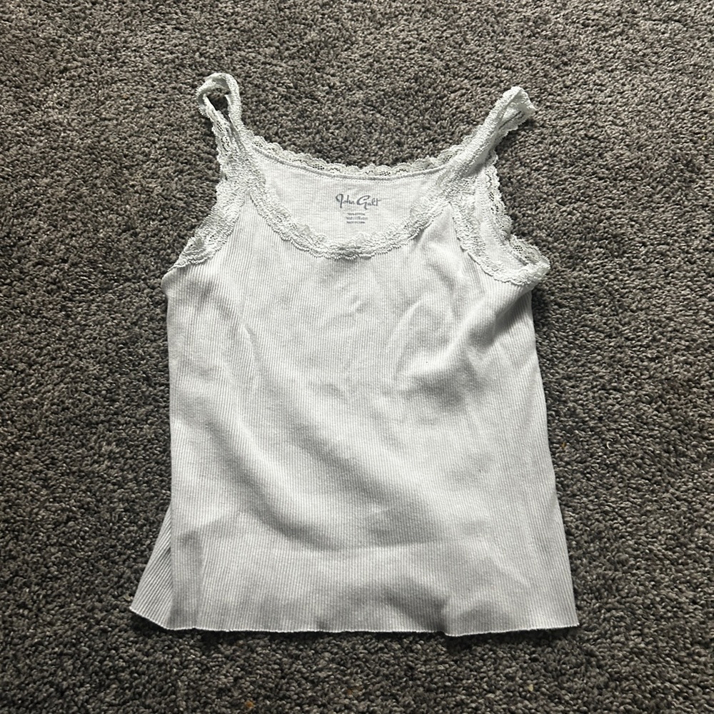Brandy Melville White Embellished Fitted Camisole